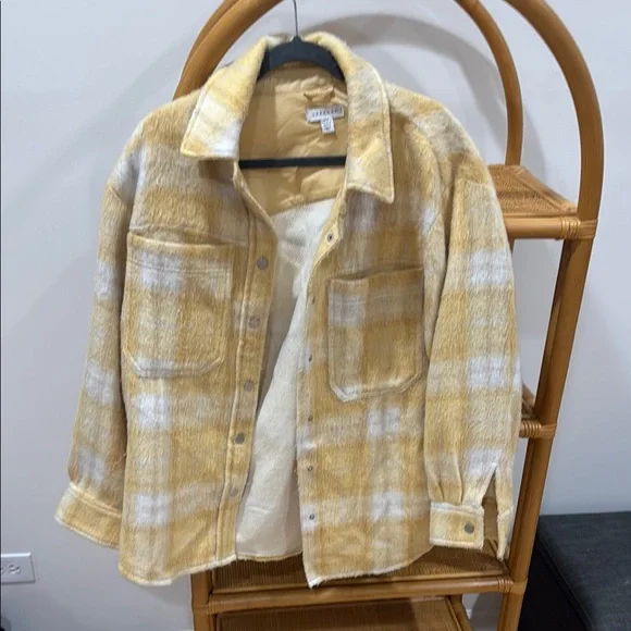 Topshop Yellow and White Plaid Shacket - Picture 3 of 8